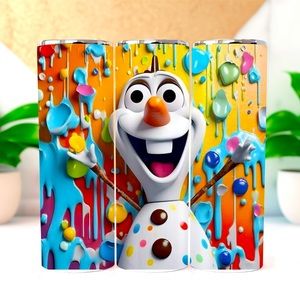 “Olaf from Frozen” custom, 20oz tumbler with slide and straw